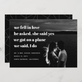 Moderne trouwfoto-uitnodiging | Weglopen Kaart (Voorkant / Achterkant)