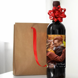 Moderne Trouwfoto Van Koppel   Wijnlabel Set Wijn Etiket