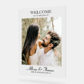 Moderne trouwfoto welkom duidelijk acryl bord (Hoek)
