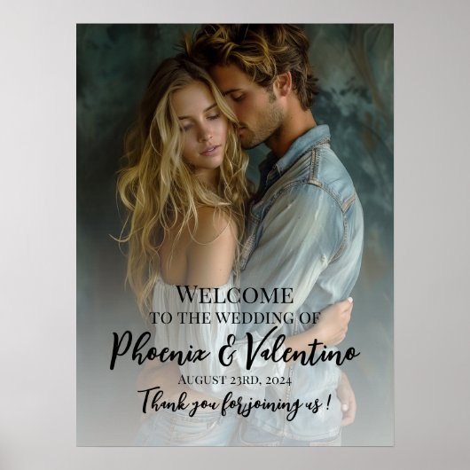 Moderne trouwfoto welkom poster (Voorkant)