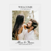 Moderne trouwfoto Welkom Wit Acryl Bord (Voorkant)