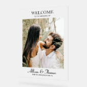 Moderne trouwfoto Welkom Wit Acryl Bord (Hoek)