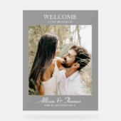 Moderne trouwfoto Welkom zwart Acryl Bord (Voorkant)