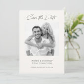 Moderne Trouwfoto Zwart Wit Filter Save The Date (Staand voorkant)