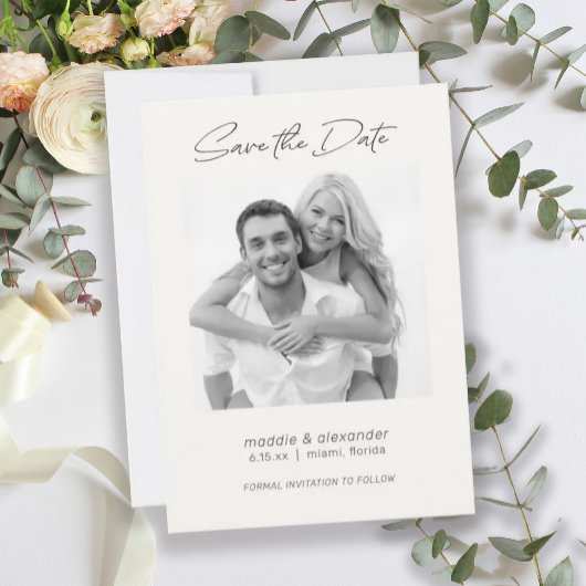 Moderne Trouwfoto Zwart Wit Filter Save The Date