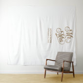 Moderne trouwfotocabine Mr Mrs Script Achtergrond Wandkleed (In Situ (horizontaal))