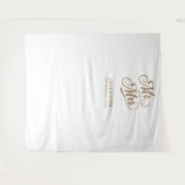 Moderne trouwfotocabine Mr Mrs Script Achtergrond Wandkleed (Voorkant (horizontaal))