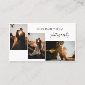 Moderne trouwfotografie met drie foto's collage visitekaartje