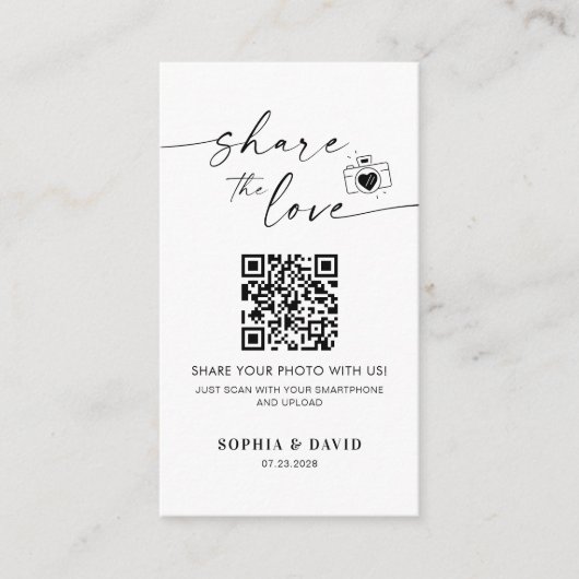 Moderne trouwfoto's delen de liefde QR-code Informatiekaartje (Voorkant)
