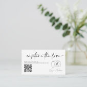 Moderne Trouwfoto's Leg de liefde vast QR-code Informatiekaartje (Staand voorkant)