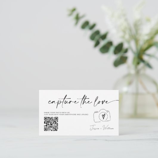 Moderne Trouwfoto's Leg de liefde vast QR-code Informatiekaartje (Staand voorkant)