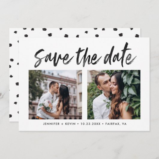 Moderne trouwfoto's Sla de datumkaarten op Aankondiging (Voorkant / Achterkant)