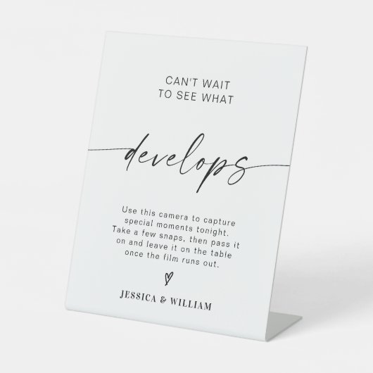 Moderne Trouwfoto's Wegwerp Camera Sign Reclamebord Met Voetstuk (Voorkant)