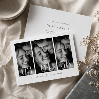 Moderne Trouwfoto's Zwart-Wit 3 Foto Save The Date
