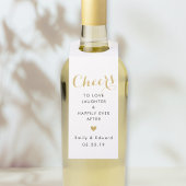 Moderne trouwgunst met gouden hart flessenhanger