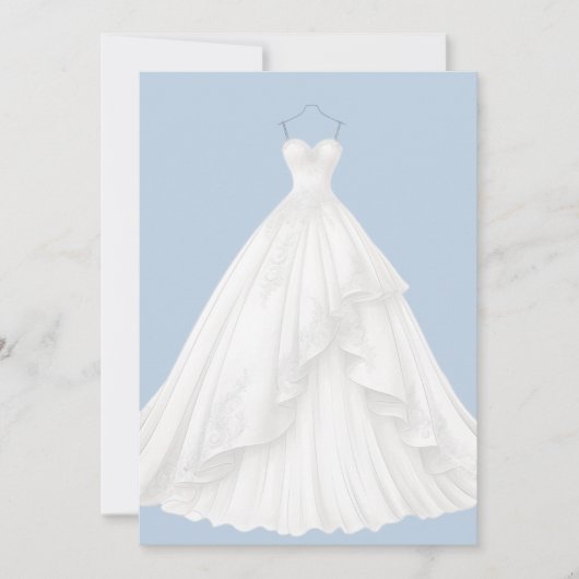 Moderne trouwjurk Blauwe achtergrond Douche Kaart (Voorkant)