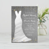 Moderne Trouwjurk Confetti Harten Bruidsfeest Kaart (Staand voorkant)