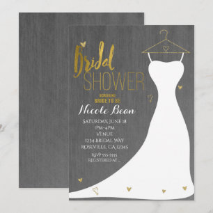 Moderne Trouwjurk & Gouden Hartenshowers voor de B Kaart