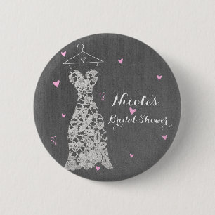 Moderne trouwjurk van kant in het grijs chic bruid ronde button 5,7 cm