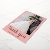 Moderne trouwkaart bedankkaart 2 foto goud folie folie uitnodiging (Gedraaid)