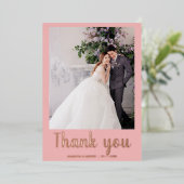 Moderne trouwkaart bedankkaart 2 foto goud folie folie uitnodiging (Staand Voorkant)