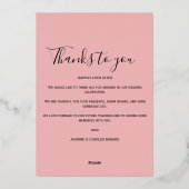 Moderne trouwkaart bedankkaart 2 foto goud folie folie uitnodiging (Achterkant)