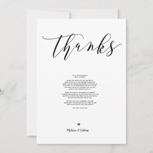 Moderne trouwkaart bedankt kaart (Voorkant)