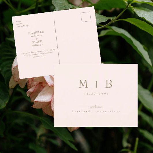 Moderne Trouwkaart Blush Save the Date Briefkaart