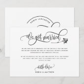 Moderne trouwkaart / elopement-aankondiging kaart (Voorkant / Achterkant)