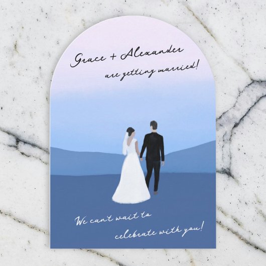 Moderne trouwkaart in boogvorm kaart