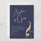 Moderne trouwkaart in navyblauw en goud kaart (Voorkant)