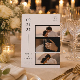 Moderne Trouwkaart met 3 Foto's Collage Save the D Date