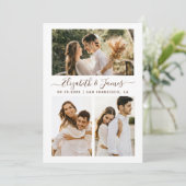 Moderne trouwkaart met 3 foto's om de datum te res save the date (Staand voorkant)