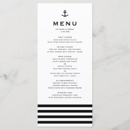 Moderne Trouwkaart met Anker in Zwart en Wit Menu
