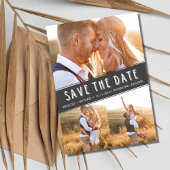 Moderne Trouwkaart met Drie Foto's Collage Save th The Date