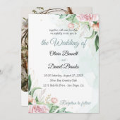 Moderne trouwkaart met foto kaart (Voorkant / Achterkant)