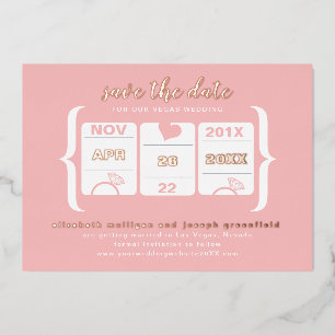 Moderne trouwkaart met fruitautomaat Save the Date Folie Uitnodiging