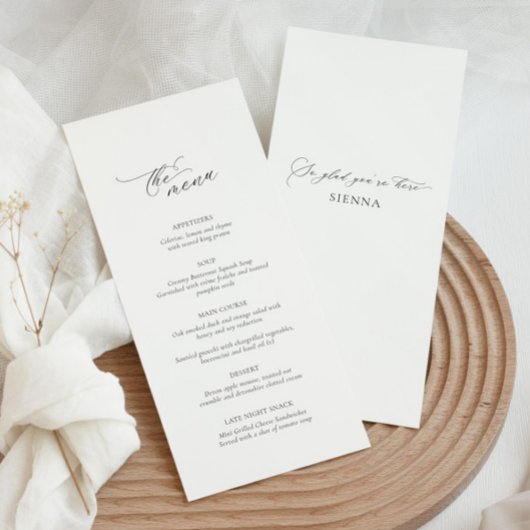 Moderne trouwkaart met gastnaam menu