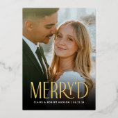 Moderne trouwkaart met goud folie voor feestdagen (Voorkant)