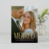 Moderne trouwkaart met goudfolie voor feestdagen (Staand Voorkant)