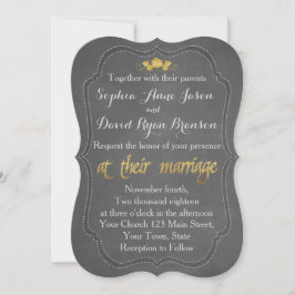 Moderne trouwkaart met goudkleurige folie en krijt kaart