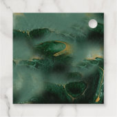 Moderne Trouwkaart met Groene Marmer Monogram Bedankjes Labels (Achterkant)