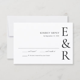 Moderne Trouwkaart Met Krachtig Monogram Minimalis RSVP Kaartje