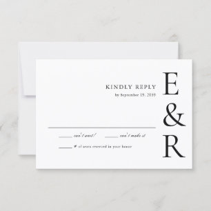 Moderne Trouwkaart Met Krachtig Monogram Minimalis RSVP Kaartje