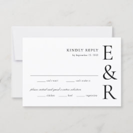 Moderne Trouwkaart Met Krachtig Monogram Minimalis RSVP Kaartje