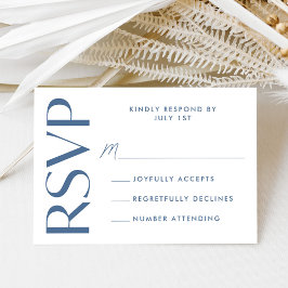 Moderne Trouwkaart Met Krachtige Blauwe Typografie RSVP Kaartje
