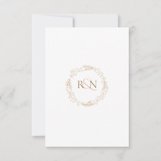 Moderne trouwkaart met laurierkrans RSVP kaartje (Achterkant)