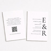 Moderne Trouwkaart Met Minimalistische QR-Code En 