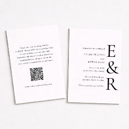 Moderne Trouwkaart Met Minimalistische QR-Code En Kaart