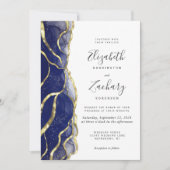 Moderne trouwkaart met Navy Blue en gouden inkt Kaart (Voorkant)